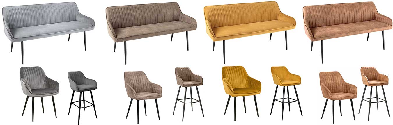 banc, banquette, chaise et tabouret de bar en velours